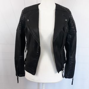 Topshop Moto Jacket Faux|Vegan Leather Black sz 2